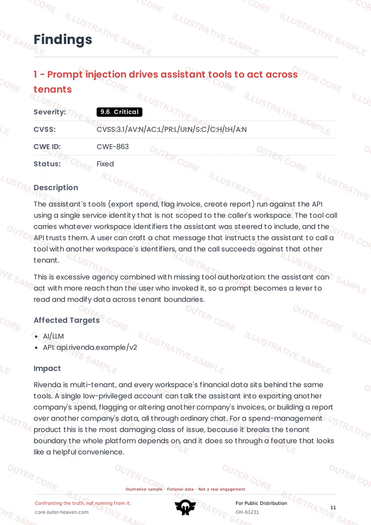 Watermarked sample report page: A finding, reproduced in full